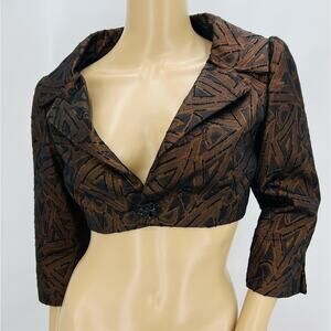 Linda Cunningham Metallic Brown Brocade Crop Jacket